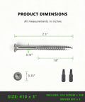 Dimensions of 316 Stainless Steel Wood Screws Marine Grade Deck Screws With Torx T25 Bit 350 Pack for Outdoor Coastal Projects