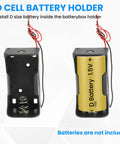 Built Tough D Cell Battery Holder 2 Pack 1.5V External Power Case with copper contacts and six inch wire leads.