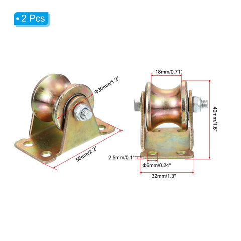 2 Pcs U Groove Pulley Wheel Casters 1 Inch Groove U Type For Sliding Gates Industrial Machinery And Wire Rope Rails 330 Lbs Load Capacity Galvanized Carbon Steel Wheel Diameter 30mm Slot 6x18mm