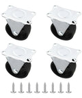 4 Pack 2 Inch Heavy Duty Caster Wheels With Solid Iron Mounting Plate Built Like A Boss Rolls Smooth Across Wood Or Tile Zero Drama Install, featuring durable black wheels and metal brackets.