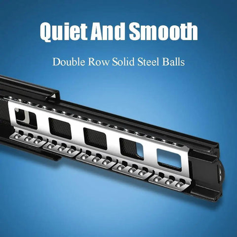 Heavy Duty Silent Telescopic Drawer Slides For Wardrobe Cabinets And Tables Smooth Glide Extension Rails For Keyboard Drawers And Furniture Storage Durable Multi Purpose Hardware Repair Kit For Home And Office Easy Install, steel ball bearing slide close-up