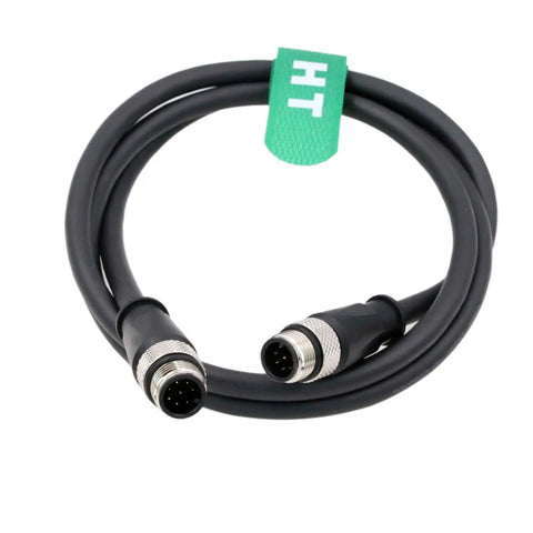 M12 A Coded 8 Pin Male to 8 Pin Male Shielded Signal Cable For Industrial Controls And Automation IO Link Profibus, black, 5m