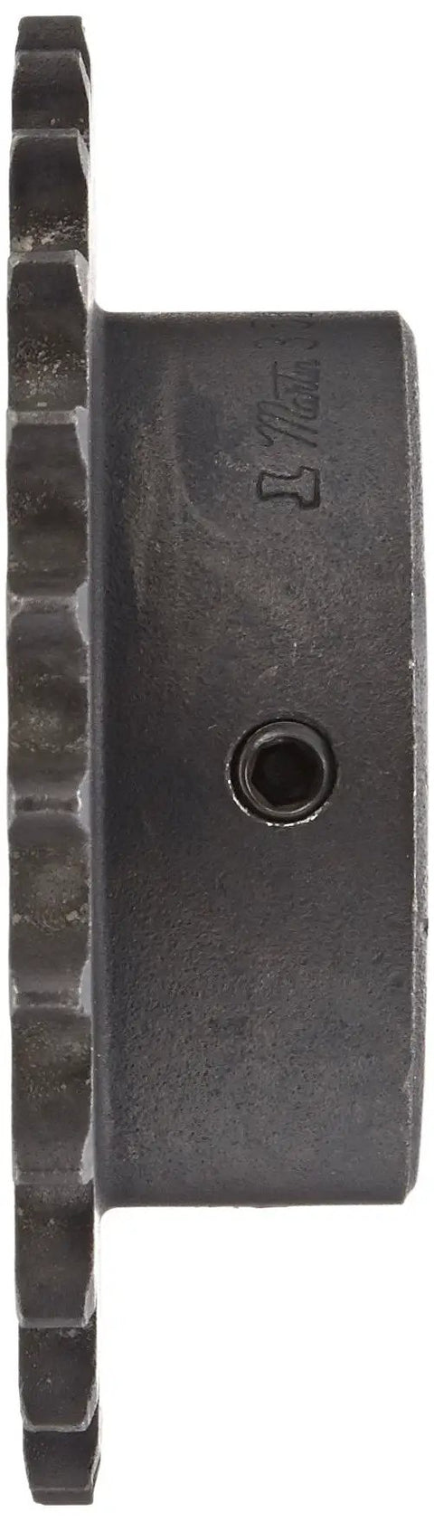 Side view of Roller Chain Sprocket With Hardened Teeth For 3/8 Inch Pitch 35 Chain Type B Hub Single Strand 26 Teeth Bore 0.75 Inch