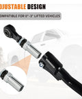 Dodge Ram Adjustable Front Track Bar for 2003-2013 0-3 Inch Lift 2WD 4WD Heavy Duty Panhard Bar Suspension Upgrade Restores Front Axle Alignment and Fixes Death Wobble, black DOM steel with threaded adjuster
