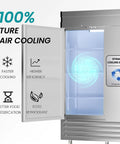 Shop Grade 54 Inch Stainless Steel Upright Freezer With Dual Solid Doors And Heavy Duty Casters For Quick Kitchen Or Garage Layout Featuring Efficient Airflow Temp Range And Rock Solid Workhorse Performance showing dynamic cooling system and interior.