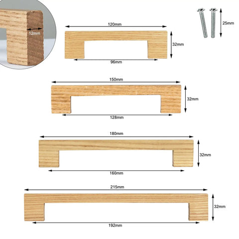 Two Pack Beech Wood Cabinet Handles For Cabinet Cupboard Door Drawer Dresser Solid Wood Pulls With Natural Wood Grain Simple Modern Style 192mm Length Easy To Install Beefy Beech Hardware
