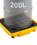 Low Profile Spill Containment Pallet For One Drum Built Tough Modular Platform With Drain 11.4 Gallon Sump Heavy Duty Poly Tray