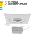 24 Pack 4 Inch Square Adjustable LED Recessed Lights, Pivot Gimbal Design with 5 Selectable Color Temperatures shown in image.