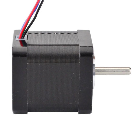 Side view of Ultra High Torque NEMA 17 stepper motor for CNC and 3D printers, 0.9° bipolar motion, 2A, 46 Ncm holding torque.