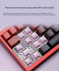 Keyboard with Ultra Smooth High Sensitivity Trans Momentary Mechanical Shaft and pink-purple 5Pin MX style linear switches