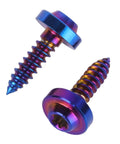 Heavy Duty Premium Titanium Self Tapping Screws M5x18mm Torx Star Drive 4 Pack Burnt Blue Coating, viewed from the side.