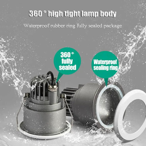 7W Waterproof LED Downlight - Recessed Indoor Lighting for Bathroom, Kitchen, and Shower Room | 1/2/7/10 Pack(2pcs,4000K) 360° fully sealed lamp body with waterproof rubber ring.