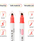 Dual tip design with labels 'Thin line' and 'Thick line'. Part of 20 Pack Bible Highlighters And Fine Point Pens No Bleed Through For Bible Study And Journaling Dual Pack With Soft Pastel Colors 0.38mm Tip Ideal For Note Taking Prayer Journals And Sermon Notes.