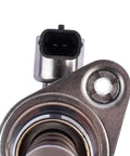 Close-up of a high-pressure fuel pump compatible with GM 3.6L V6 engines showing connector and mounting bolt hole.