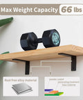 Shelf with Six By Four Inch L Shaped Shelf Brackets Heavy Duty Die Cast Alloy Metal supporting a 66 lb weight