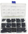 360 Piece Steel Split Spring Dowel And Roll Pin Assortment Kit for Metalworking M1.5 through M6 sizes displayed in box.