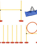 Dog Agility Training Kit Outdoor Obstacle Course Starter Set With Hoop, Hurdle, Weave Poles And Carrying Bag Adjustable Jump Heights