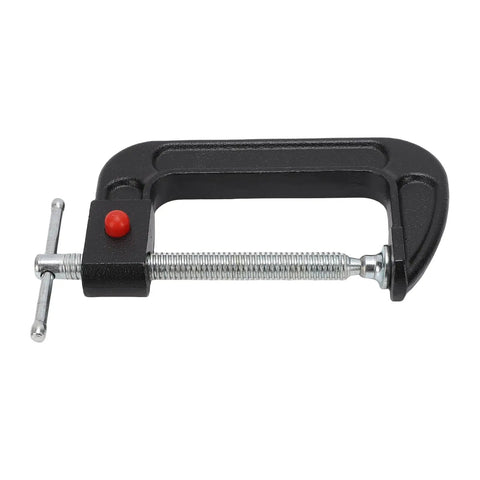 Heavy Duty 4 Inch C Clamp Made From High Carbon Steel With Sliding T Handle For Woodworking Welding And Auto Repair Jobs, side view.