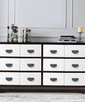 Dresser with Four Pack Half Moon Cabinet Pulls 2.5 Inch Semicircle Drawer Handles in Black Solid Brass for Modern Interiors