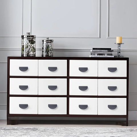 Dresser with Four Pack Half Moon Cabinet Pulls 2.5 Inch Semicircle Drawer Handles in Black Solid Brass for Modern Interiors