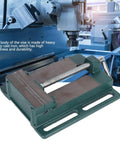 Beefed Up 5 Inch Heavy Duty Cast Iron Machine Vise With Fat Jaws For Milling And Drilling, showing a solid green vise for stable clamping.