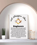 Engineer’s Prayer Canvas Wall Art For Office Decor And Home, Engineering Gift Poster 11.5x15 Inches, Framed Ready To Hang