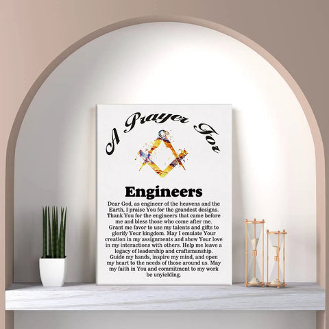 Engineer’s Prayer Canvas Wall Art For Office Decor And Home, Engineering Gift Poster 11.5x15 Inches, Framed Ready To Hang