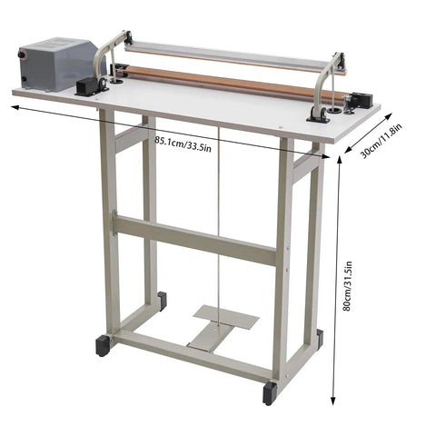Heavy Duty Foot Pedal Heat Sealer Bag Machine For Industrial Shop With 850W Power And Quick Timer Control Grippy Base Pads Easy To Use, 22 inch length.