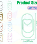 80 Pcs Heart Shaped Paper Clips Metal Journaling Clamps Colorful Cute Clips for Women Creative Organization and Note Sorting Decor