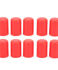 10 Pack Silicone Vacuum Hose End Plugs For Car Engine Bay Protection, 16mm Inner Diameter, Universal Red Hose Caps arranged in two rows.
