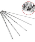 Top-Notch Extra Long High Speed Steel Drill Bit Set for Woodworking - 5-Piece Kit with varying diameters and straight shank