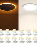 12 Pack 6 Inch LED Recessed Ceiling Lights With Night Light 5CCT Selectable 2700K To 5000K Ultra Thin Canless Wafer Downlight 12W