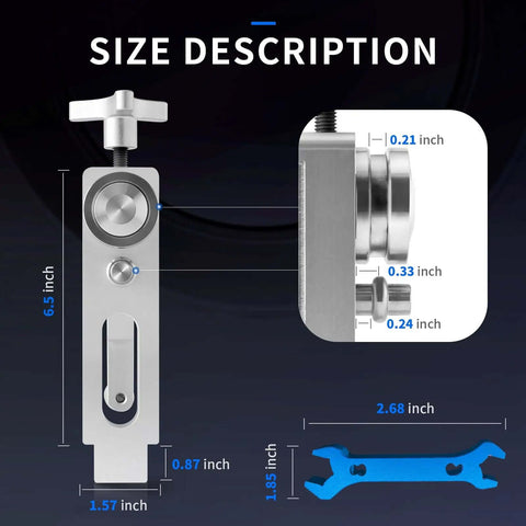Size diagram of Pro Grade Tube Bead Roller For Copper Aluminum And Thin Steel Tubing Bench Mount Ready Bead Form Tool