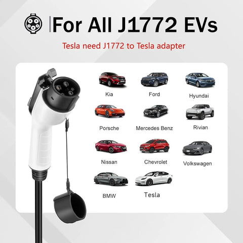 Level 2 Fast EV Charger For Home Use 240V 50A 12kW With Adjustable Current And Schedule Charging Wall Mount SAE J1772 plug