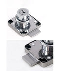 Heavy Duty Cold Rolled Steel Cam Lock 19X20mm Cabinet Drawer Security Keyed Cylinder Lock Packed With Two Keys showing the lock body and keyhole.