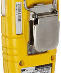 Back view of GasAlert Extreme Oxygen O2 Detector with long life electrochemical sensor and rugged alarm system clip.