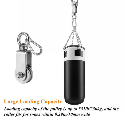 Heavy Duty Stainless Steel Snatch Pulley Block With 360 Degree Swivel Wheel Carabiner For Lifting And Winching U Groove Pulley