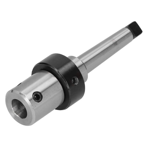 Morse taper drill sleeve adapter MT2 with silver metal shaft and black collar