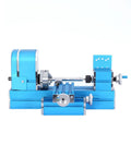 Mini Micro Electric Lathe Machine Ideal For Diy Metal And Woodworking Projects. Compact blue lathe for model making.