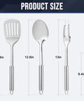 Product size of utensils from Grab And Go Portable Camping Kitchen Utensil Set 34 Piece Stainless Steel Outdoor Cookware And Grilling Kit