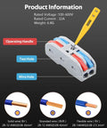 Lever Push In Wire Connectors 10 Pack Quick Connect Splice Connectors Inline Terminals 2 In 2 Out For Electrical Wire Splicing 28 12 AWG Durable Copper Conductors With Pro Grade PC Housing diagram