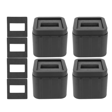 Anti Vibration Rubber Foot Pads For Sofas And Beds Non Slip Grip Pads 4 Pack with spacers in black, durable stabilizers