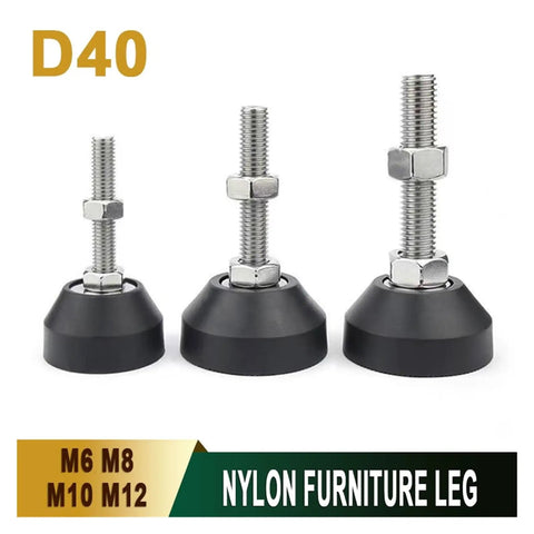 Heavy Duty Adjustable Leveling Feet With Swivel Base Stainless Steel Construction For Furniture And Workshop Gear Built Tough Fits M6 M8 M10 And M12 Sizes Hassle Free Pair displayed in three sizes with threaded mounts.