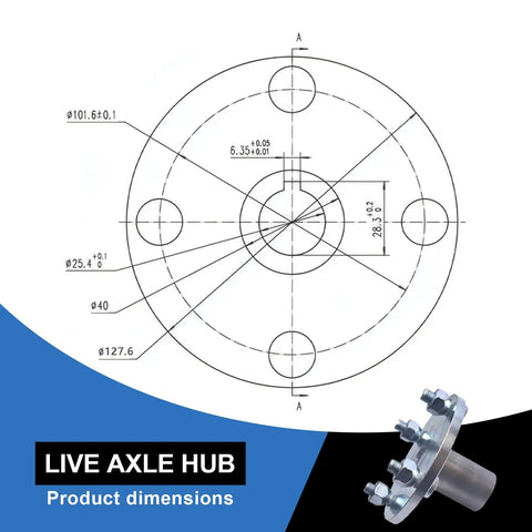 Premium Heavy Duty Go Kart Live Axle Hub With Step Down Shaft Pair For Dune Buggy 4 Inch Off Road Racing Components design schematic.