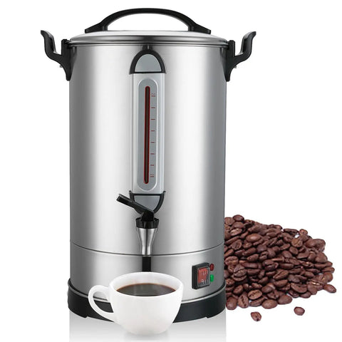 100 Cup Coffee Urn For Large Events And Catering, Industrial Coffee Dispenser With 1300W Quick Brew, Dual Wall Stainless Steel Hot Water And Tea Maker