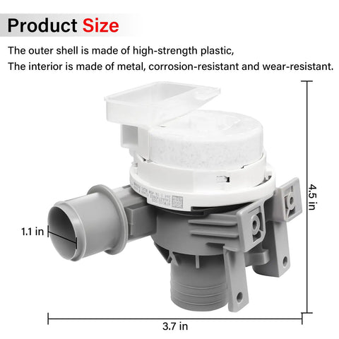 Upgraded AHA75673404 Washer Drain Pump Assembly for LG Washing Machine Replacement, Drop In Fit for WT7800CV WT7100CW WT7060CW WT7300CV WT7800CW WT7900HBA WT7150CW, Beefed Up Durable High Performance Pump. Product size 4.5 in x 3.7 in, 1.1 in outlet