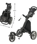 Hardcore Lightweight Foldable Golf Push Cart With Zero Hassle Quick Release Frame And Smooth 360 Rotating Front Wheel, dimensions 30.5x18.7x16 inches