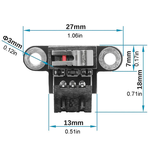 Six Pack Mechanical Limit Switch Module Vertical Endstop Switch Kit with dimensions for 3D Printers Ramps Genmitsu Compatible.