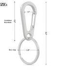 Diagram of Stainless Steel Carabiner Keychain Quick Release Heavy Duty Clip For Purse Car Motorcycle And Key Rings Kit Two Pack