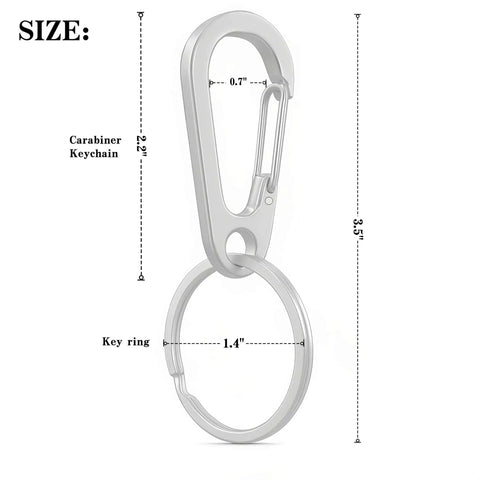 Diagram of Stainless Steel Carabiner Keychain Quick Release Heavy Duty Clip For Purse Car Motorcycle And Key Rings Kit Two Pack